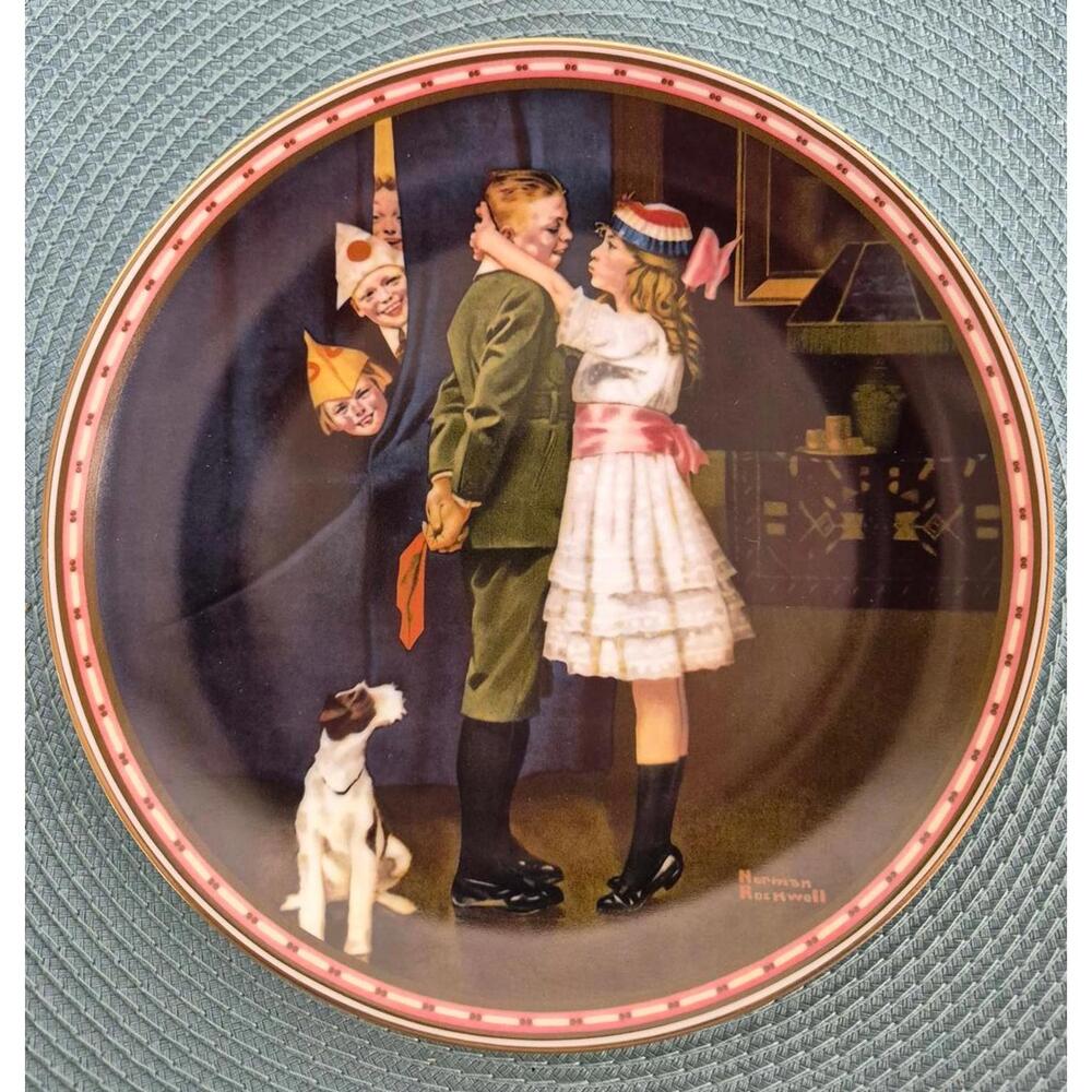 Norman Rockwell Limited Edition Collector Plate - "Kiss and Tell" - 1988